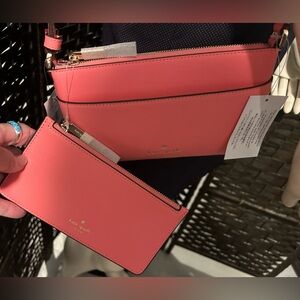 NWT Kate Spade Sadie saffiano leather adjustable crossbody peach 249